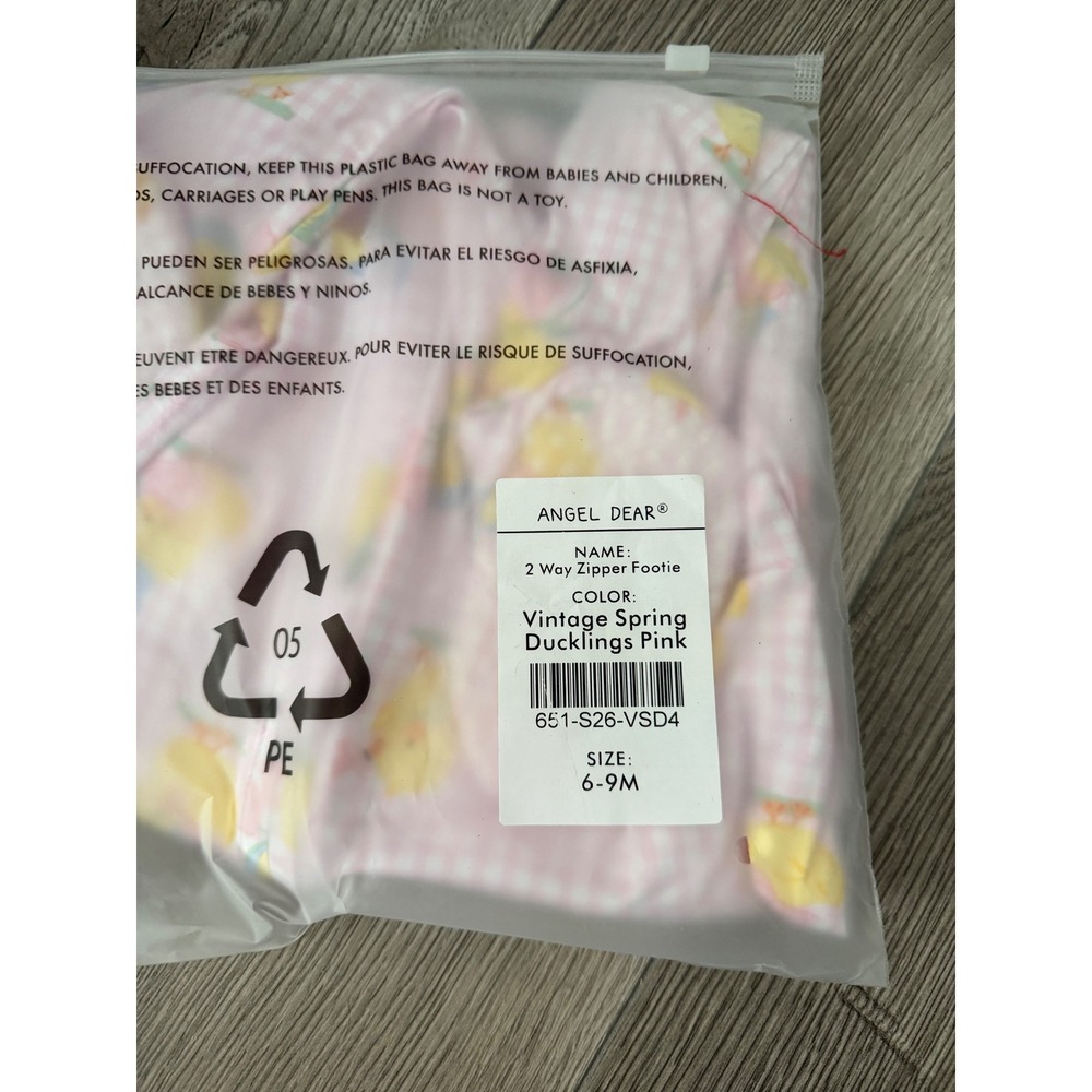 Angel Dear Vintage Spring Ducklings 2-Way Zipper Footie Pink Size 6–9 Months - Picture 2 of 2
